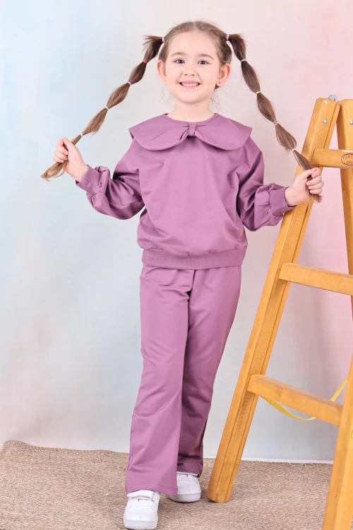 Yakası Fiyonklu Kız Çocuk Takım 50651