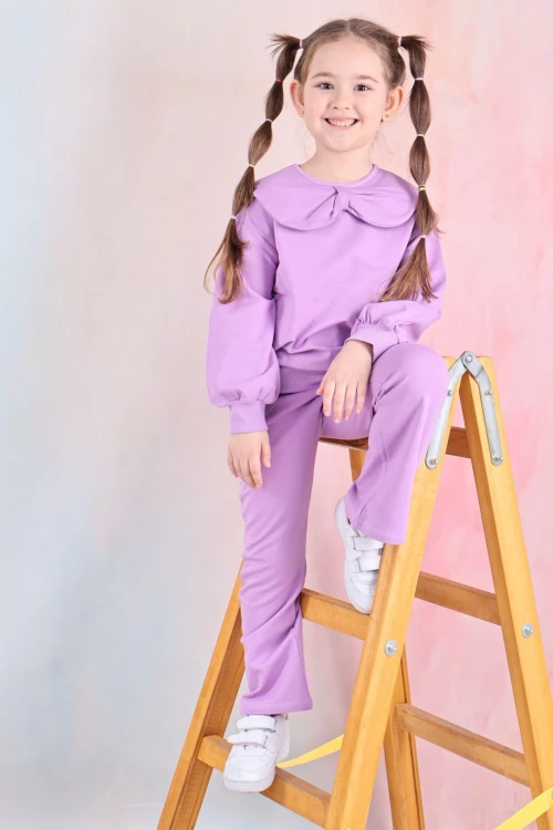 Yakası Fiyonklu Kız Çocuk Takım 50651