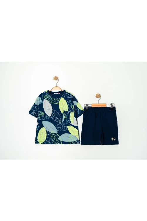 Yaprak Desenli Şortlu Erkek Çocuk Takım 12324