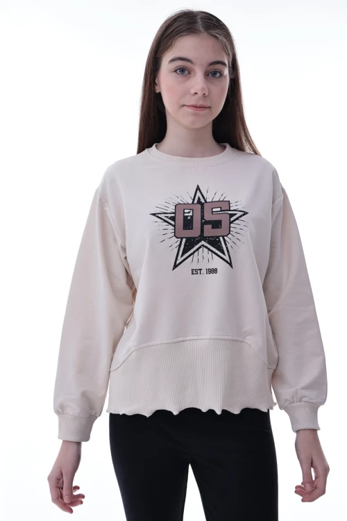Yıldız Baskılı Kız Çocuk Sweat 2010