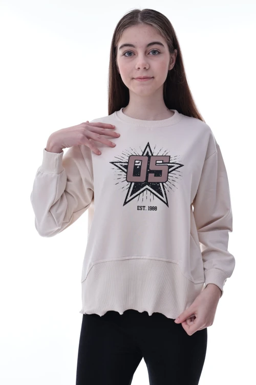Yıldız Baskılı Kız Çocuk Sweat 2010