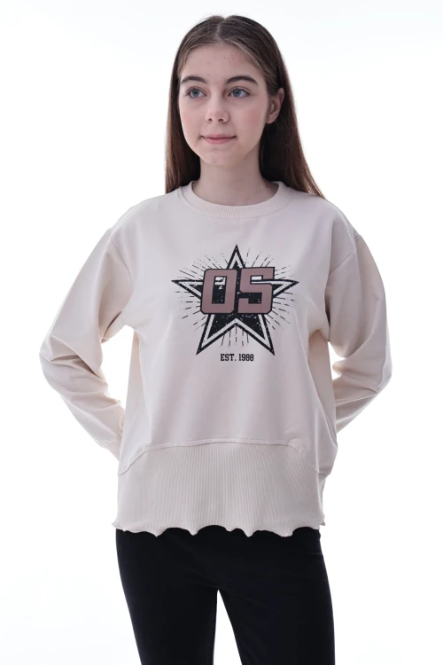 Yıldız Baskılı Kız Çocuk Sweat 2010