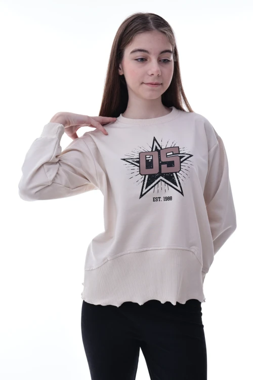 Yıldız Baskılı Kız Çocuk Sweat 2010