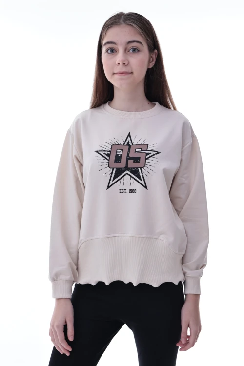 Yıldız Baskılı Kız Çocuk Sweat 2010