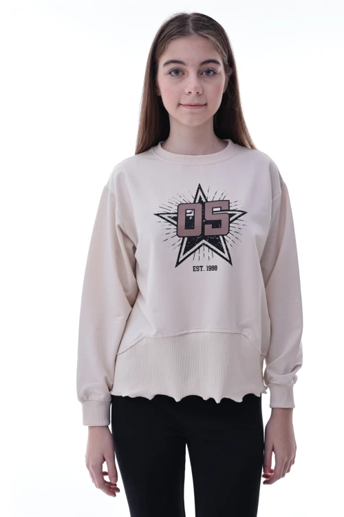 Yıldız Baskılı Kız Çocuk Sweat 2010