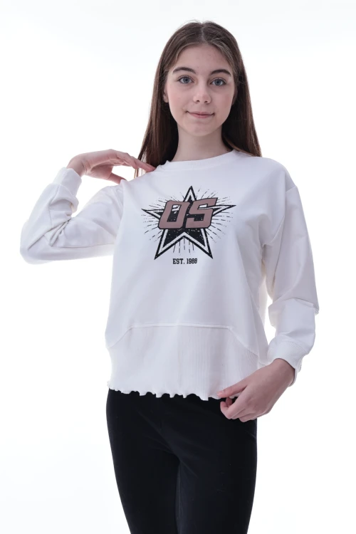 Yıldız Baskılı Kız Çocuk Sweat 2010