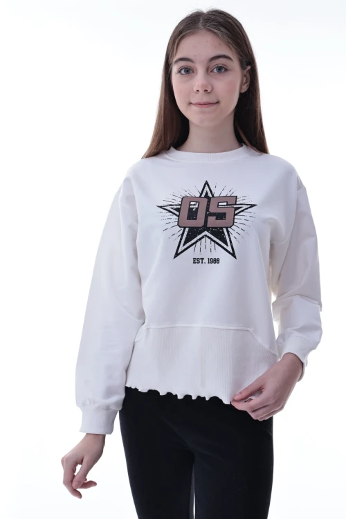 Yıldız Baskılı Kız Çocuk Sweat 2010
