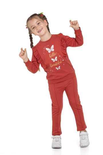 Kelebek Baskılı Fırfırlı Takım 54308-1