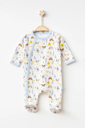 Tavşan Desenli Erkek Bebek Verev Tulum 1004