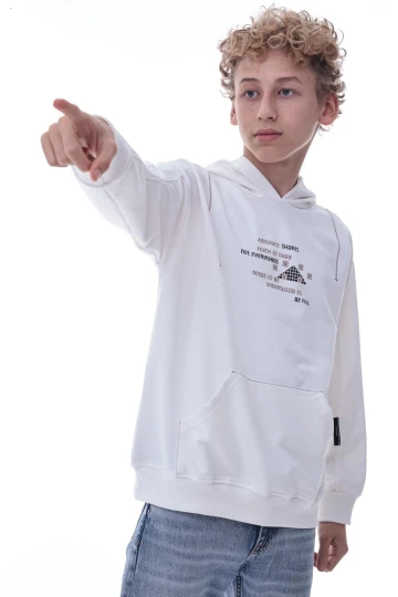 Baskılı Kapşonlu Erkek Çocuk Sweat 2015