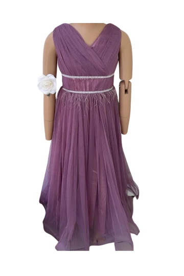 Beli Taşlı Askılı Abiye 8128