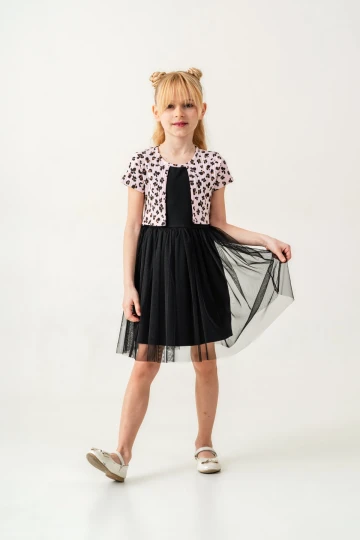 Çiçek Desenli Bolero Detaylı Kız Çocuk Elbise 008