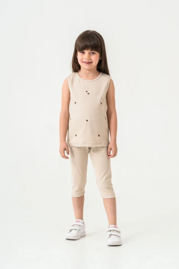 Çiçek Nakışlı Kız Bebek Takım 50358