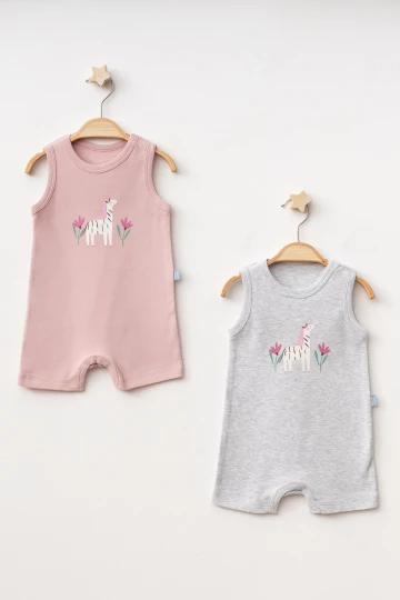 Cute Safari Baskılı 2li  Penye Tulum 1020