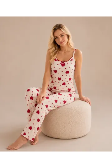 Desenli Askılı Kadın Pijama Takımı 2160
