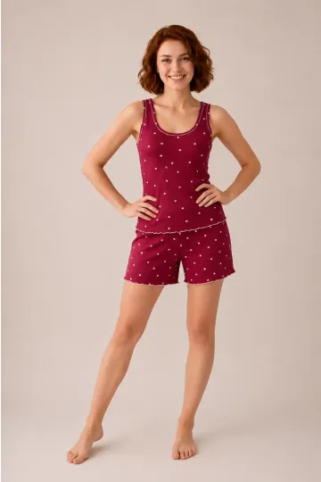 Desenli Askılı Şortlu Kadın Pijama Takımı 3210