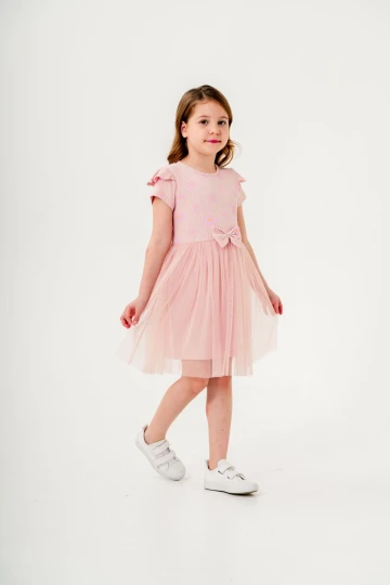 Desenli Fırfırlı Kız Çocuk Elbise 004