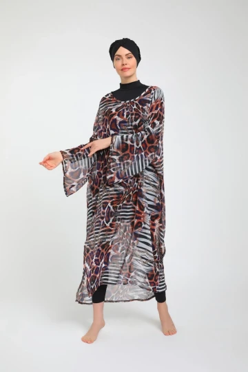 Desenli Kadın Tesettür Mayo Takım 3785