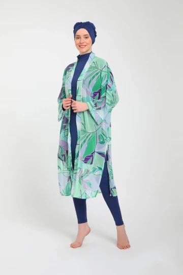 Desenli Kadın Tesettür Mayo Takım 3790