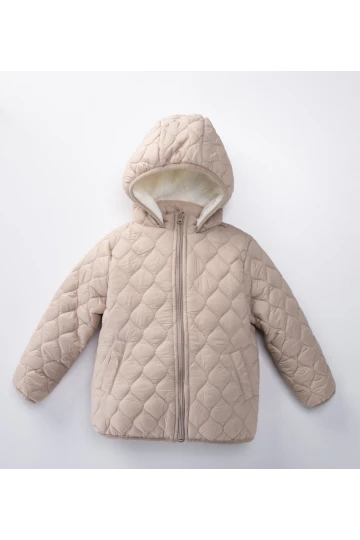 Desenli Kapşonlu Kız Çocuk Mont 50142