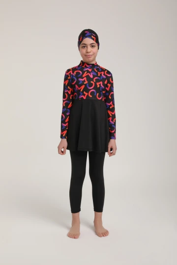 Desenli Kız Çocuk Mayo Takımı  5640