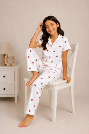 Desenli Kız Çocuk Pijama Takımı 9928