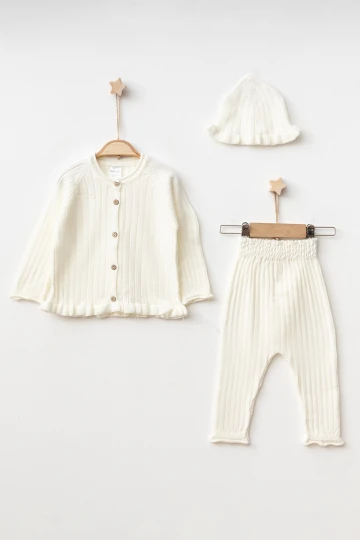 Fırfırlı Düğmeli Triko Takım 4035