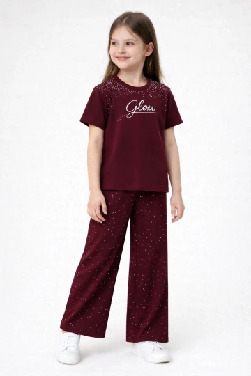 Glow Taşlı Kız Çocuk Takım 30459