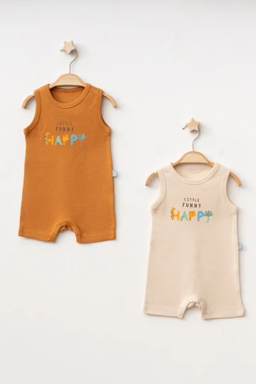 Happy Baskılı 2li  Penye Tulum 1014