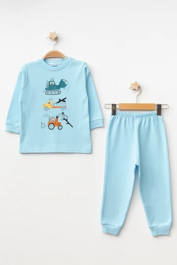 İş Makinası Baskılı Erkek Bebek Pijama Takımı 74171