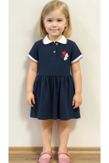 Kalp Yonca Nakışlı Pike Elbise 50773