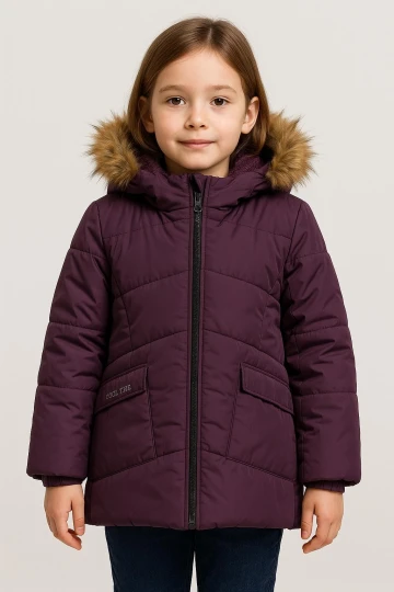 Kapşonlu Kışlık Kız Çocuk Mont 4043