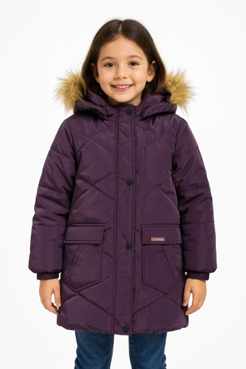Kapşonlu Kışlık Kız Çocuk Mont 4216