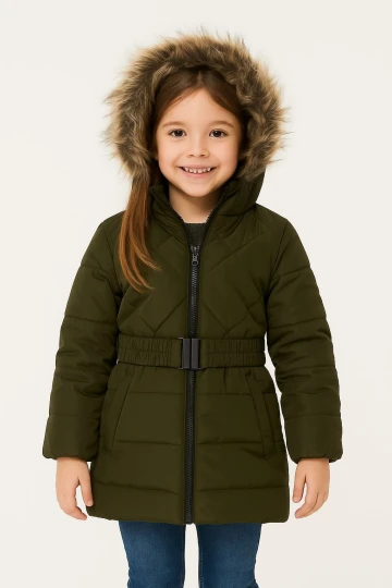 Kapşonlu Kışlık Kız Çocuk Mont 4232