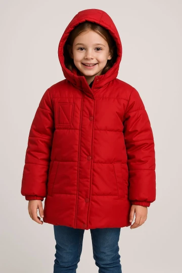 Kapşonlu Kışlık Kız Çocuk Mont 4235