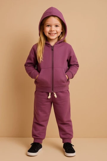 Kapşonlu Kız Çocuk Takım 20411-1