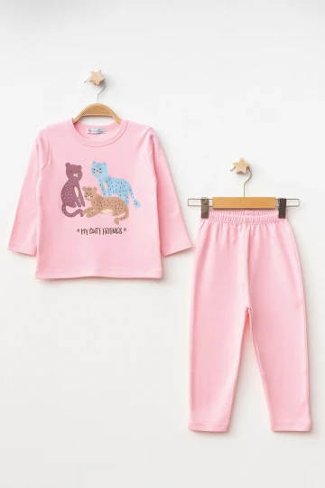 Kedi Desenli Uzun Kol Pijama Takımı 74167