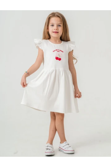 Kiraz Nakışlı Kız Çocuk  Elbise 50772