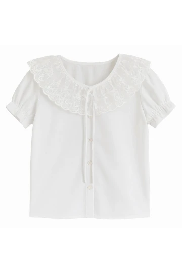 Kısa Kol Düz Kız Çocuk Gömlek 6995