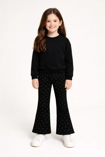 Kız Çocuk Taşlı Bol Paça Modal Pantolon 20607