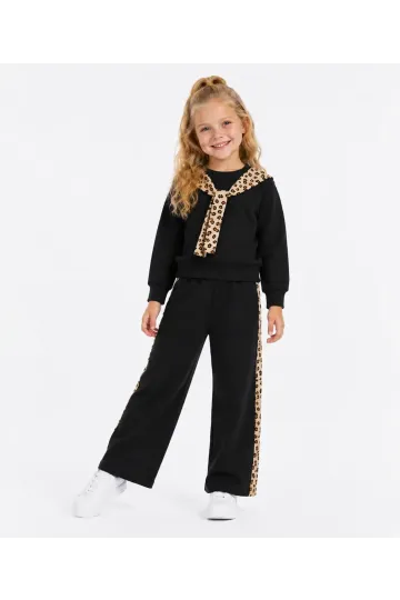 Leopar Fularlı Kız Çocuk Takım 32450