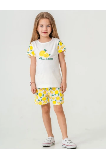 Limon Baskılı Kız Çocuk Şortlu Takım 50359