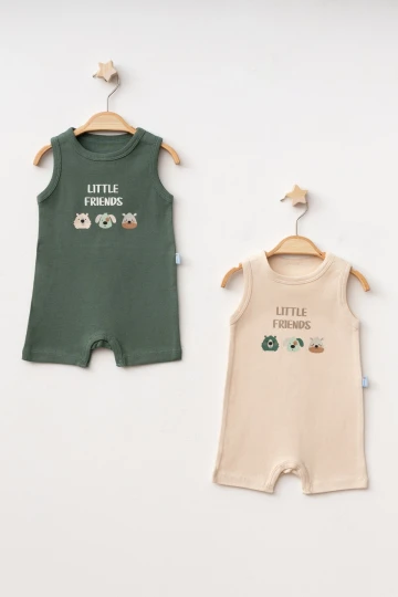 Little Friends Baskılı 2li  Penye Tulum 1013