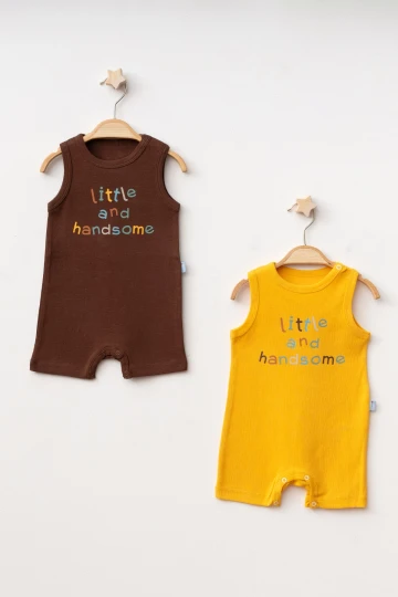 Little Handsome Baskılı 2li  Penye Tulum 1015