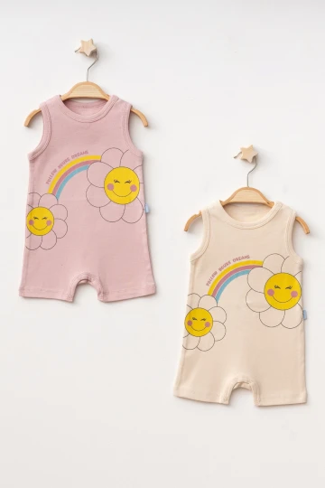 Papatya  Baskılı 2li  Penye Tulum 1017