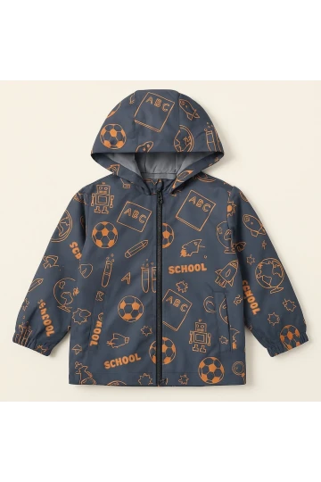 School Desen Erkek Çocuk Yağmurluk 3337