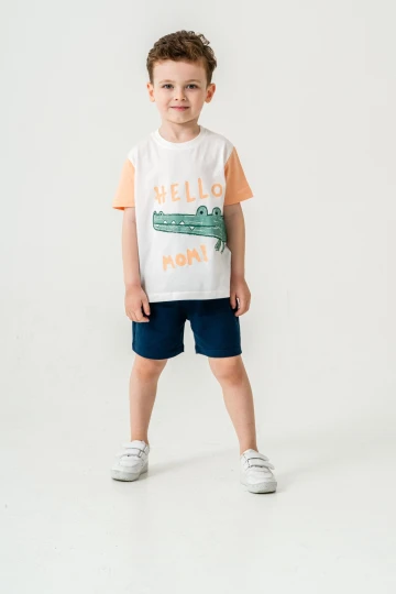 Sevimli Timsah Baskılı Şortlu Takım 50303