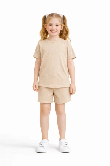 Taşlı Şortlu Kız Çocuk Takım 30454