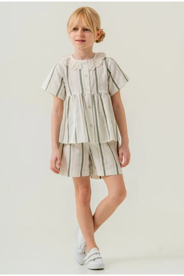 Yaka Detaylı Kız Çocuk Takım 3825