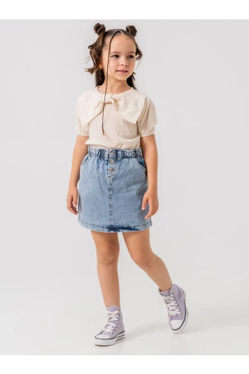 Yakalı Kot Etekli Kız Çocuk Takım 2540